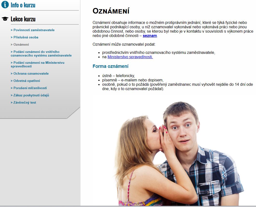 E-LEARNING whistleblowing - školení zaměstnanců - školení na míru 