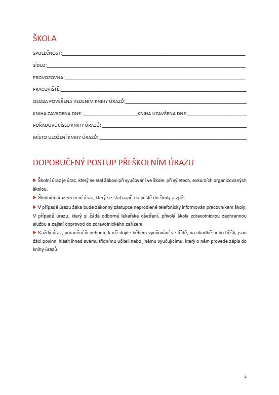 KNIHA ÚRAZŮ DĚTÍ, ŽÁKŮ A STUDENTŮ 