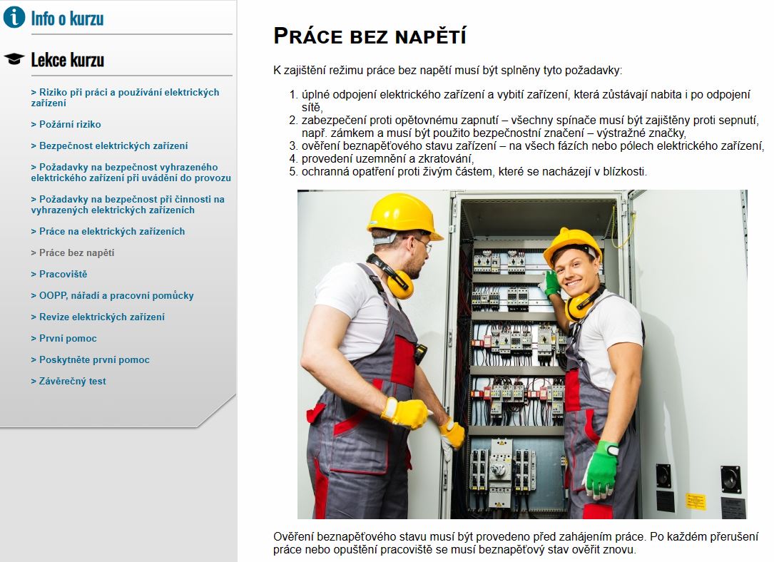 E-LEARNING OBSLUHA A PRÁCE NA ELEKTRICKÝCH ZAŘÍZENÍCH PRO POUČENÉ OSOBY - § 4