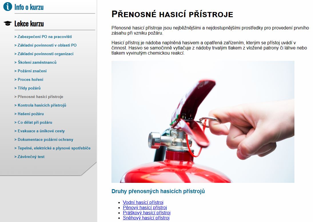 E-LEARNING POŽÁRNÍ OCHRANA PRO VEDOUCÍ ZAMĚSTNANCE