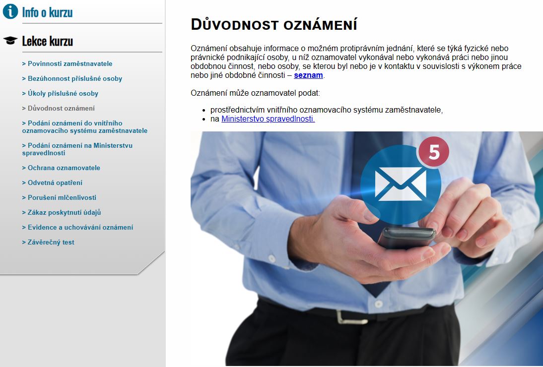 E-LEARNING whistleblowing - Příslušná osoba - školení na míru 