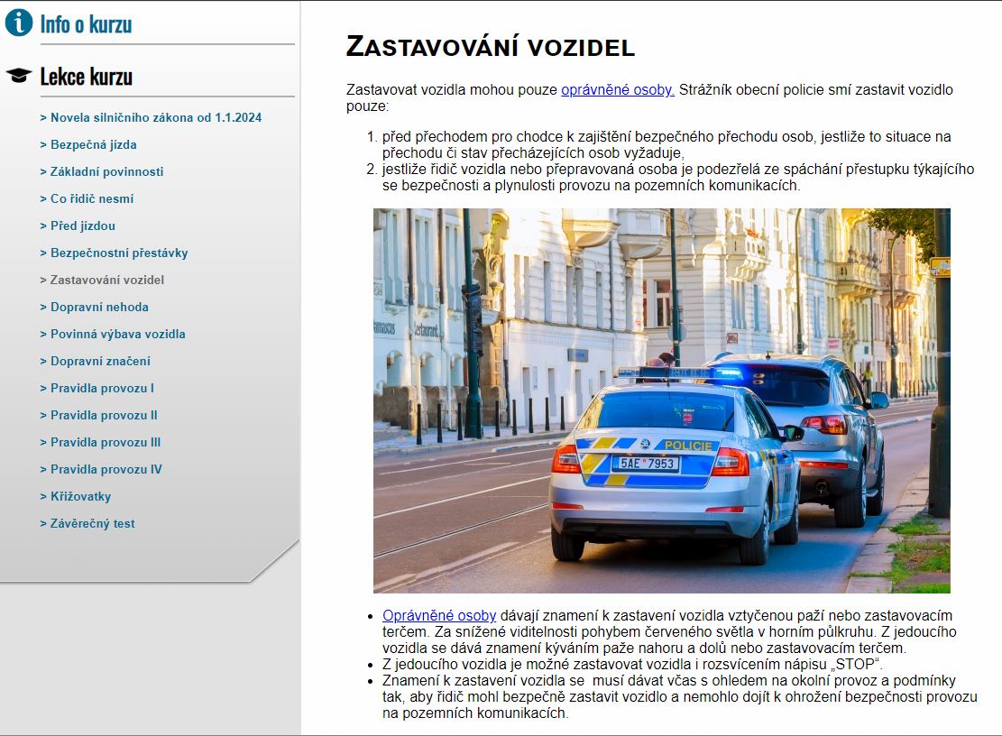 E-LEARNING ŘIDIČI REFERENTSKÝCH VOZIDEL