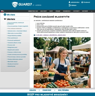 E-learning BEZPEČNOST PRÁCE PRO MLADISTVÉ BRIGÁDNÍKY